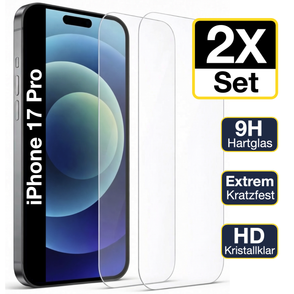 Glazor 2x Panzerglas 9H f&uuml;r iPhone 17 Pro Panzerfolie Displayschutz Schutzglas