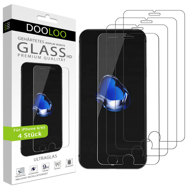 Dooloo 4x Panzerglas 9H f&uuml;r iPhone 6, iPhone 6S Panzerfolie Displayschutz Schutzglas