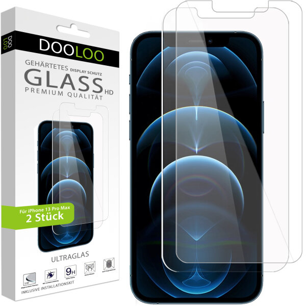 Dooloo 2x Panzerglas 9H f&uuml;r iPhone 13 Pro Max Schutzglas Displayschutz Schutzfolie