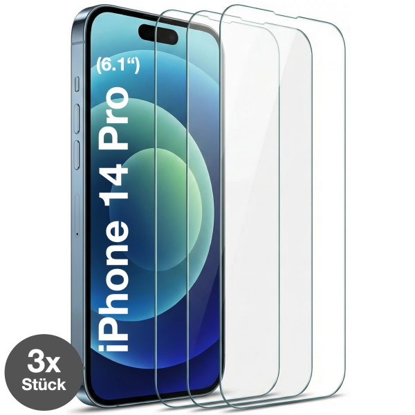Glazor 3x Panzerglas 9H f&uuml;r iPhone 14 Pro Panzerfolie Displayschutz Schutzfolie