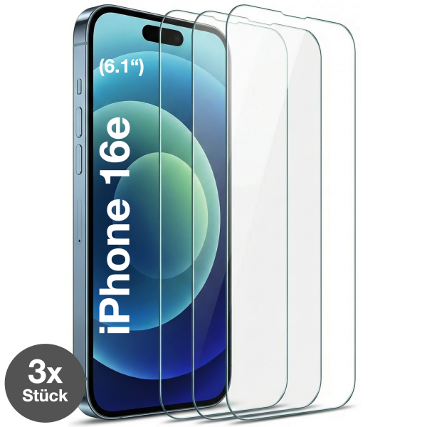 Glazor 3x Panzerglas 9H f&uuml;r iPhone 16e Panzerfolie Displayschutz Schutzfolie