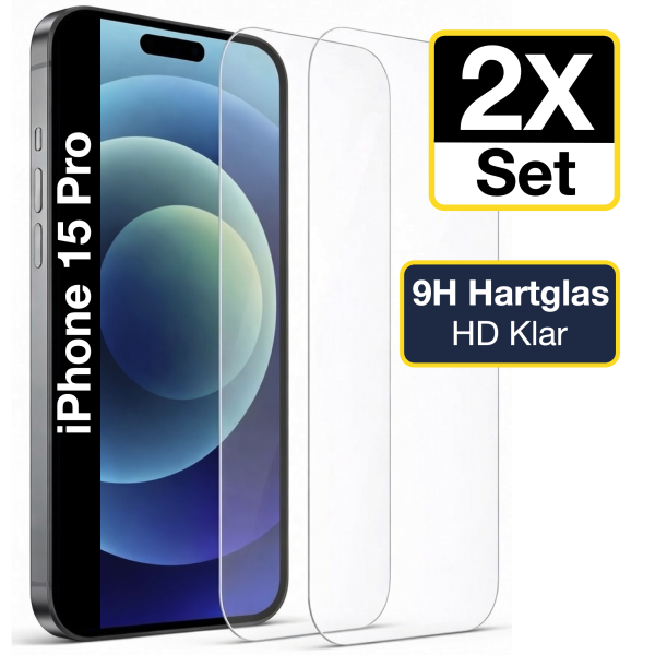 Glazor 2x Panzerglas 9H f&uuml;r iPhone 15 Pro Panzerfolie Displayschutz Schutzfolie