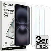 Glazor 3x Panzerglas 9H f&uuml;r iPhone 16 Panzerfolie...