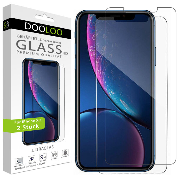 Dooloo 2x Panzerglas 9H f&uuml;r iPhone XR Panzerfolie Displayschutz Schutzglas